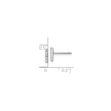 Sterling Silver Bar Stud Earrings with Cubic Zirconia, Vertical Minimalist Design