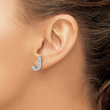 Sterling Silver Initial J Stud Earrings with Cubic Zirconia, Minimalist Letter Design