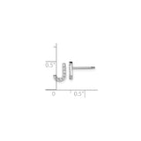 Sterling Silver Initial J Stud Earrings with Cubic Zirconia, Minimalist Letter Design