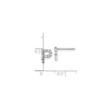 Sterling Silver Letter P Stud Earrings with Clear Cubic Zirconia, Rhodium Plated Initial Design