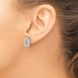 Sterling Silver Initial Letter Q Stud Earrings with Cubic Zirconia, Rhodium Plated Alphabet Design