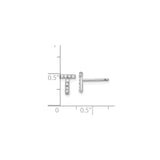 Sterling Silver Letter T Stud Earrings with Cubic Zirconia, Rhodium Plated Minimalist Design