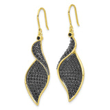 Sterling Silver Dangle Earrings with Cubic Zirconia, Gold Plated Abstract Leaf Design