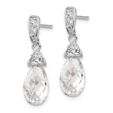 Sterling Silver Dangle Earrings with Cubic Zirconia Teardrop and Pavé Accents