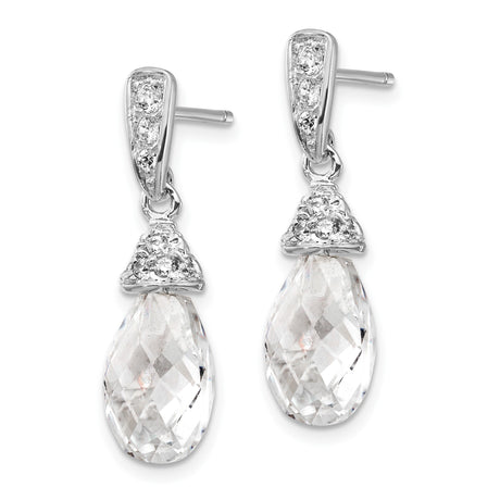 Sterling Silver Dangle Earrings with Cubic Zirconia Teardrop and Pavé Accents