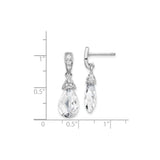 Sterling Silver Dangle Earrings with Cubic Zirconia Teardrop and Pavé Accents