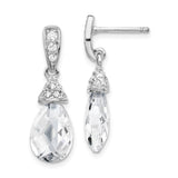 Sterling Silver Dangle Earrings with Cubic Zirconia Teardrop and Pavé Accents