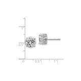 Sterling Silver Stud Earrings with Round Cut Cubic Zirconia, Minimalist Daily Wear Style