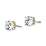 Sterling Silver XO Stud Earrings With Round CZ Four Prong