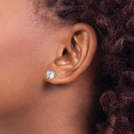 Sterling Silver XO Stud Earrings With Round CZ Four Prong