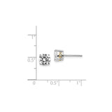 Sterling Silver XO Stud Earrings With Round CZ Four Prong