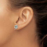 Sterling Silver Clover Stud Earrings with Cubic Zirconia and Glass, Four Leaf Design, Celtic Irish Style