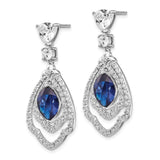 Sterling Silver Dangle Earrings with Marquise Blue Spinel and Cubic Zirconia Teardrop Design