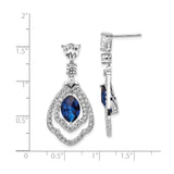 Sterling Silver Dangle Earrings with Marquise Blue Spinel and Cubic Zirconia Teardrop Design