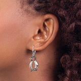 Sterling Silver Penguin Dangle Earrings with Cubic Zirconia, Leverback Drop Animal Design