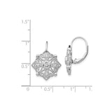 Sterling Silver Drop Earrings with Cubic Zirconia, Vintage Floral Filigree Mandala Design
