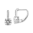 Sterling Silver Dangle Leverback Earrings with Round Cut Cubic Zirconia Center and Accents