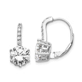 Sterling Silver Leverback Earrings with Round Cut Cubic Zirconia and Pavé Accents