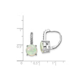 Sterling Silver Leverback Drop Earrings with Lab Created Opal and Cubic Zirconia Accents