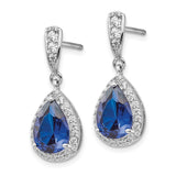 Sterling Silver Dangle Earrings with Cubic Zirconia and Synthetic Spinel, Teardrop Design