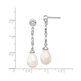 Sterling Silver Teardrop Earrings with Freshwater Pearls and Cubic Zirconia Accents