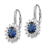 Sterling Silver Drop Earrings with Created Spinel and Cubic Zirconia Floral Halo Design