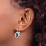 Sterling Silver Drop Earrings with Created Spinel and Cubic Zirconia Floral Halo Design