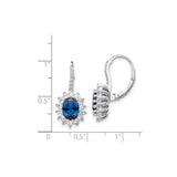 Sterling Silver Drop Earrings with Created Spinel and Cubic Zirconia Floral Halo Design