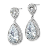 Sterling Silver Drop Earrings with Double Pear-Shaped Cubic Zirconia and Pavé Accents