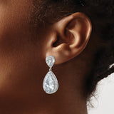 Sterling Silver Drop Earrings with Double Pear-Shaped Cubic Zirconia and Pavé Accents