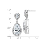 Sterling Silver Drop Earrings with Double Pear-Shaped Cubic Zirconia and Pavé Accents