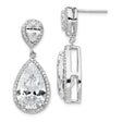 Sterling Silver Drop Earrings with Double Pear-Shaped Cubic Zirconia and Pavé Accents