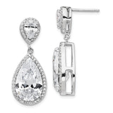 Sterling Silver Drop Earrings with Double Pear-Shaped Cubic Zirconia and Pavé Accents
