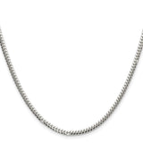 925 White Gold 2.9 mm Curb Chain Necklace, Polished