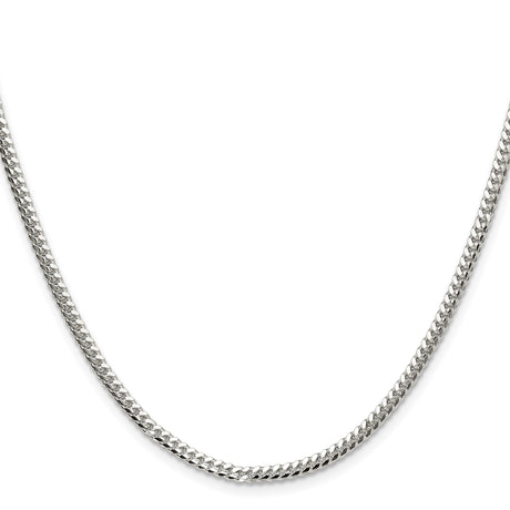 925 White Gold 2.9 mm Curb Chain Necklace, Polished