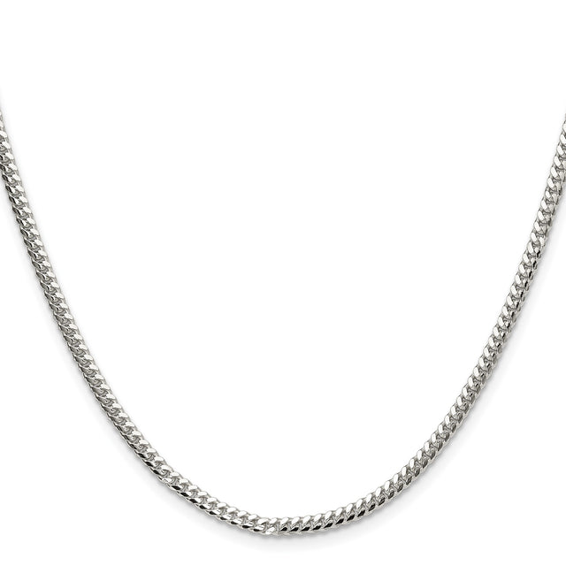 925 White Gold 2.9 mm Curb Chain Necklace, Polished