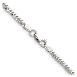 925 White Gold 2.9 mm Curb Chain Necklace, Polished alternate angle