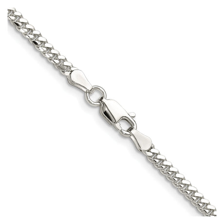 925 White Gold 2.9 mm Curb Chain Necklace, Polished alternate angle
