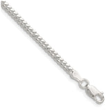 925 White Gold 2.9 mm Curb Chain Anklet, Polished shown for scale