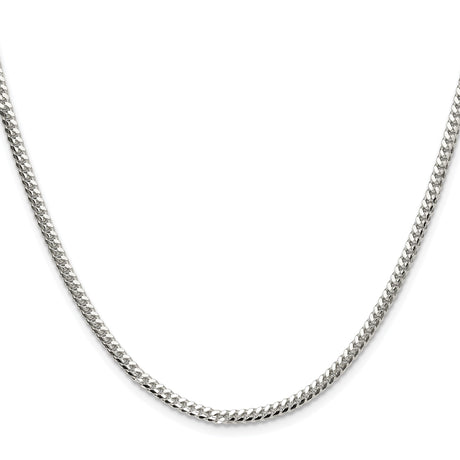 925 White Gold 2.9 mm Curb Chain Necklace, Polished
