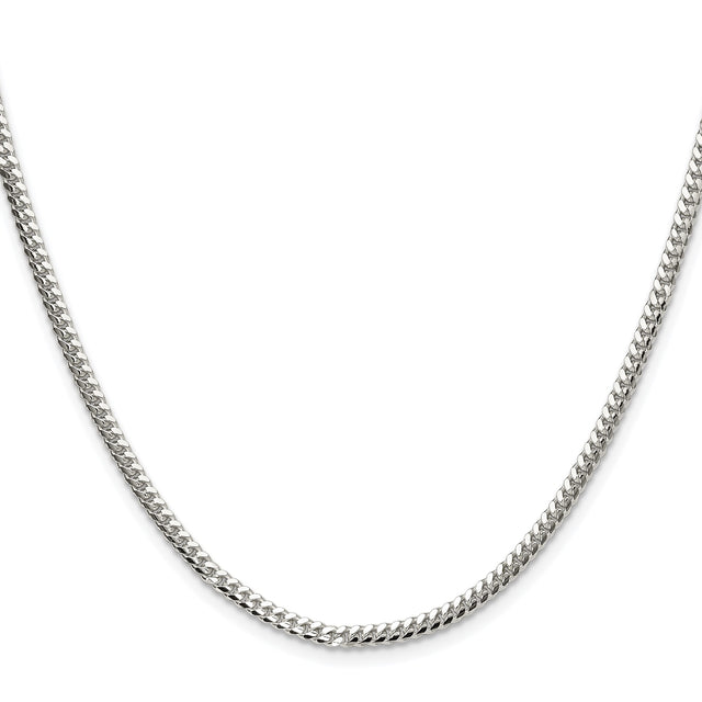 925 White Gold 2.9 mm Curb Chain Necklace, Polished