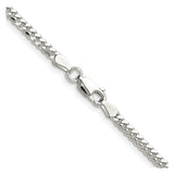 925 White Gold 2.9 mm Curb Chain Necklace, Polished alternate angle