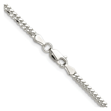 925 White Gold 2.9 mm Curb Chain Necklace, Polished alternate angle