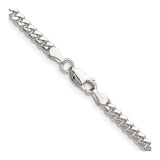 925 White Gold 3.4 mm Curb Chain Necklace, Polished alternate angle