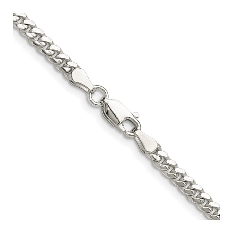 925 White Gold 3.4 mm Curb Chain Necklace, Polished alternate angle
