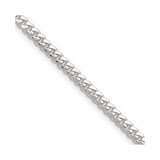 925 White Gold 3.4 mm Curb Chain Necklace, Polished detail view