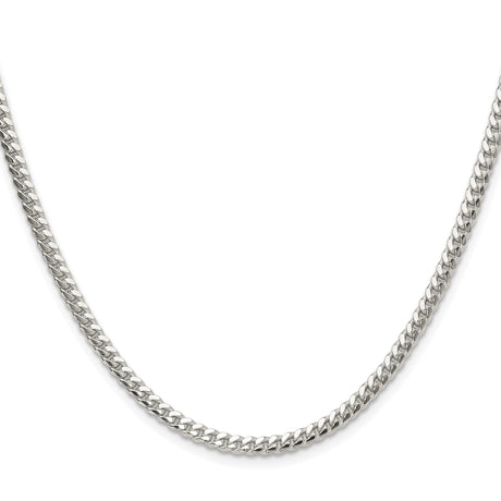 925 White Gold 3.4 mm Curb Chain Necklace, Polished