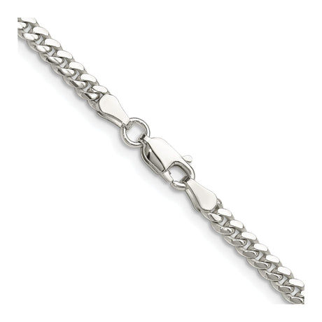 925 White Gold 3.4 mm Curb Chain Necklace, Polished alternate angle