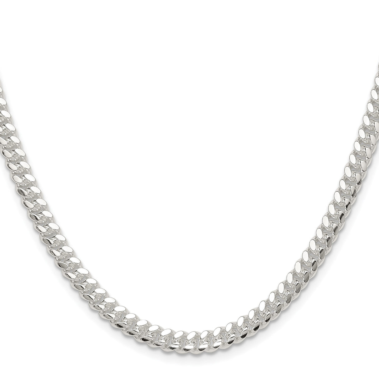925 White Gold 5.7 mm Curb Chain Necklace, Polished