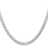 925 White Gold 5.7 mm Curb Chain Necklace, Polished